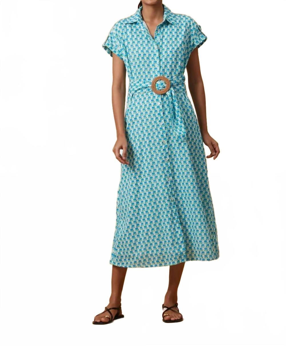 NEW RO'S GARDEN catherine midi dress in blue